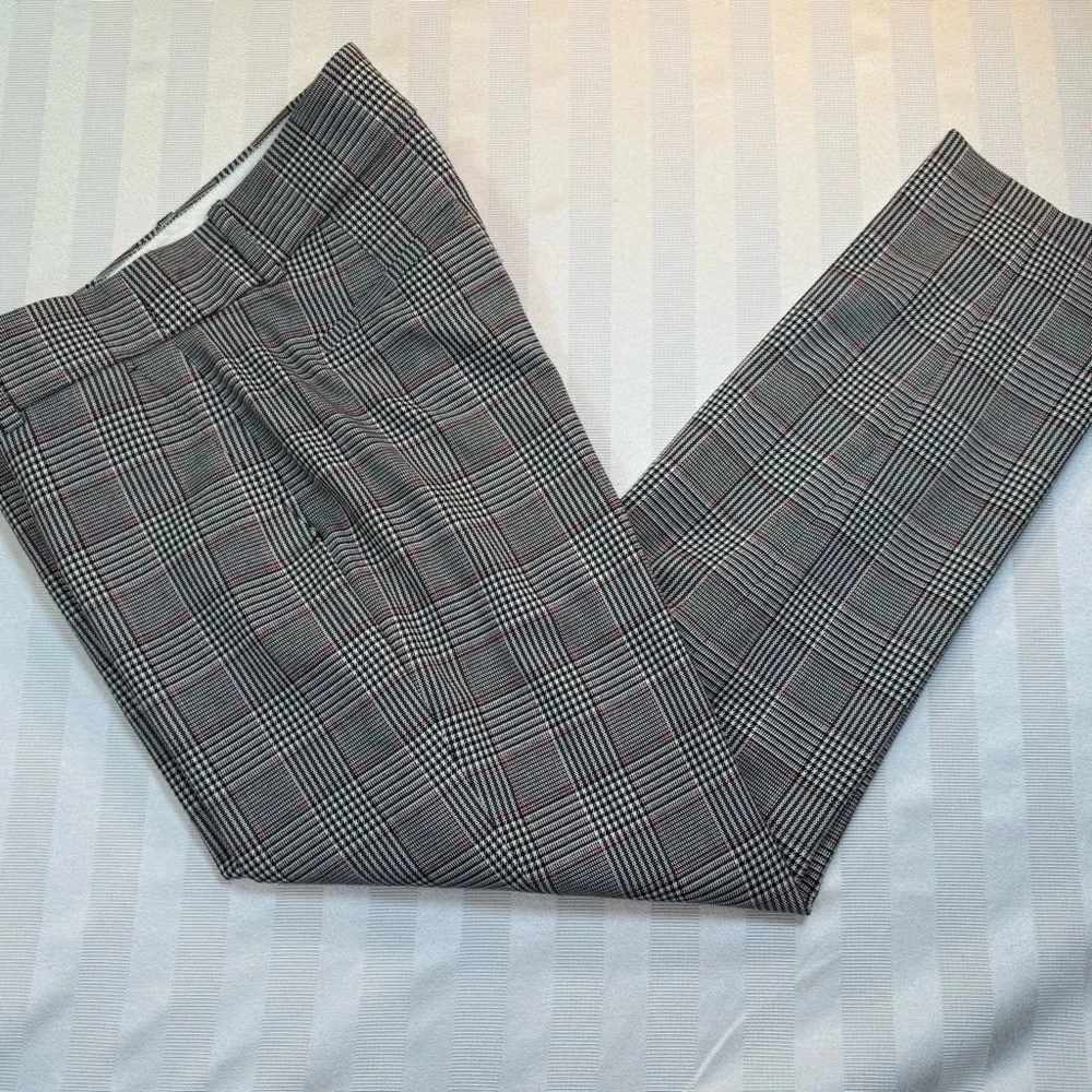 J. Crew 365 Plaid Trousers Pants Sz 4 Lined. Black, White & Red NWOT #H2873